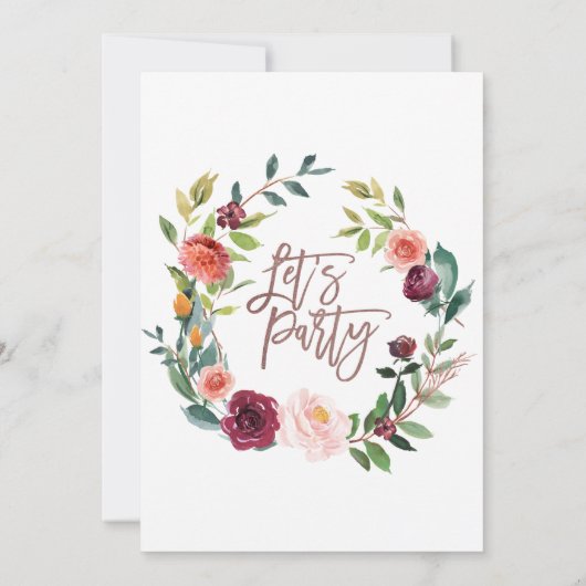 Herfst bloemige roze gouden lichtkrans Laten we fe Kaart (Achterkant)