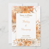 Herfst Bloemige Rustieke Waterverf Huwelijk Save The Date (Voorkant)