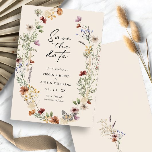Herfst Bloemige Save The Date Plat Kaart