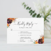 Herfst Bloemige Terracotta Huwelijksreactie Informatiekaartje (Staand voorkant)