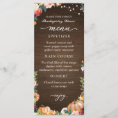 Herfst Bloemige Thanksgiving Diner Menu Kaart (Voorkant)