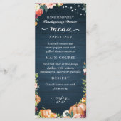Herfst Bloemige Thanksgiving Diner Menukaart (Voorkant)