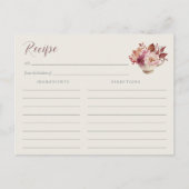 Herfst Bloemige Theekop Bruiloft Recept Kaart (Voorkant)