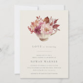 Herfst Bloemige Theekopje Bruiloft Thee Kaart (Voorkant)
