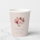 Herfst Bloemige Theekopje Liefde Kookt Bruiloft Fe Papieren Bekers (Voorkant)