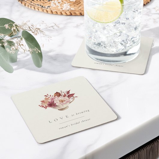 Herfst Bloemige Theekopjes Liefde Kookt Bruiloft F Kartonnen Onderzetters