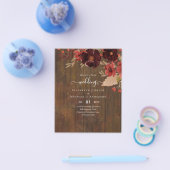 Herfst bloemige trouw terracotta burgundyrood flyer (Enkel)