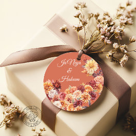Herfst Bloemige Trouwronde Sticker