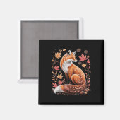 Herfst Bloemige Vos Fall Boho Dier Natuur Liefhebb Magneet (Voorkant / Achterkant)