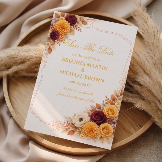 Herfst Bloemige Warme Aankondiging