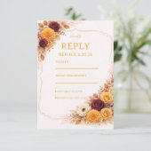 Herfst Bloemige Warme Respons RSVP Kaartje (Staand voorkant)