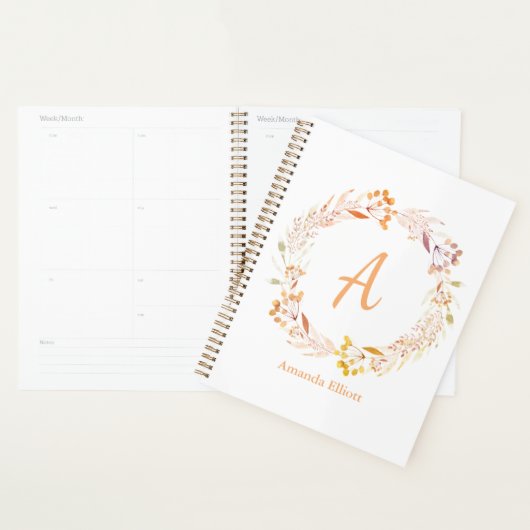 Herfst Bloemige Waterverf Boho Gepersonaliseerd Planner (Display)