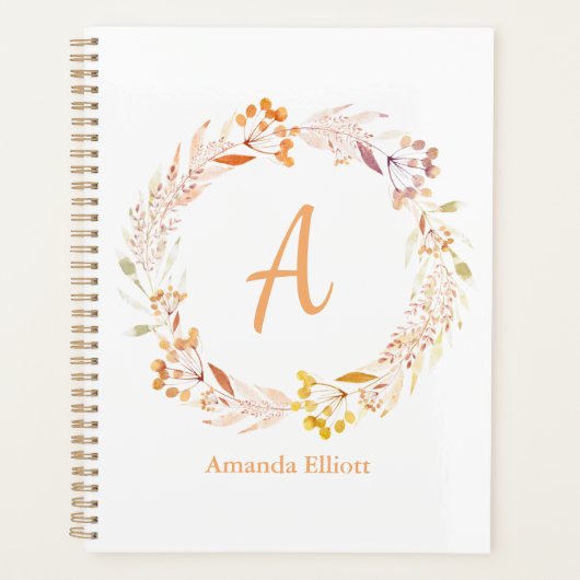 Herfst Bloemige Waterverf Boho Gepersonaliseerd Planner (Voorkant)