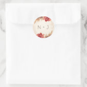 Herfst Bloemige Waterverf Bruiloft Ronde Sticker (Tas)