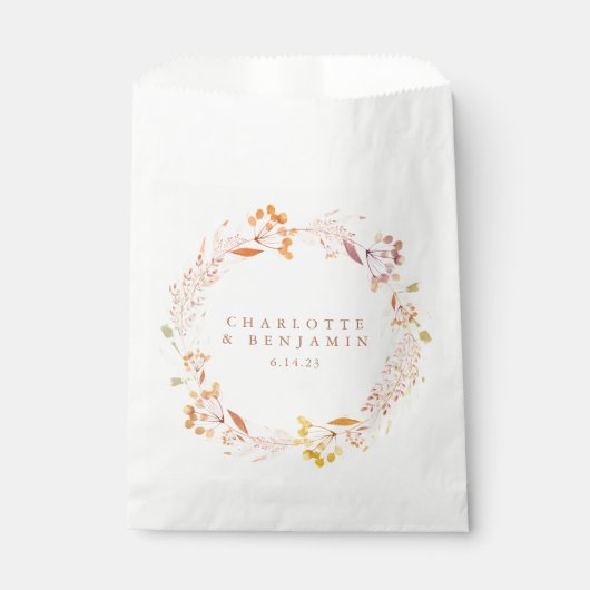Herfst Bloemige Waterverf Krans Aangepaste Trouw Bedankzakje (Voorkant)