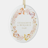 Herfst Bloemige Waterverf Krans Boho Gepersonalise Keramisch Ornament (Rechts)