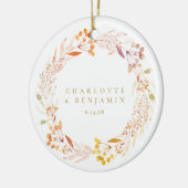 Herfst Bloemige Waterverf Krans Boho Gepersonalise Keramisch Ornament (Links)