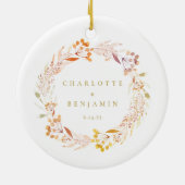 Herfst Bloemige Waterverf Krans Boho Persoonlijk  Keramisch Ornament (Achterkant)