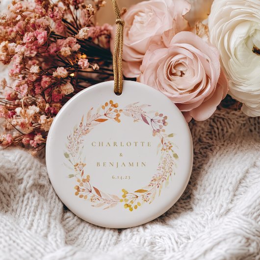 Herfst Bloemige Waterverf Krans Boho Persoonlijk  Keramisch Ornament