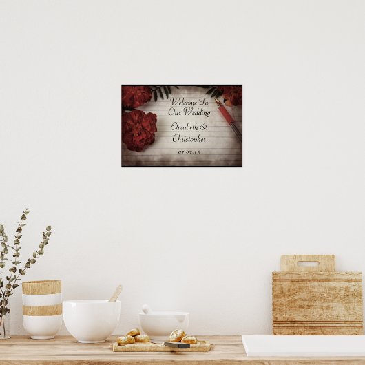 Herfst Bloemige Welkom Op Onze Bruiloft Poster (Keuken)