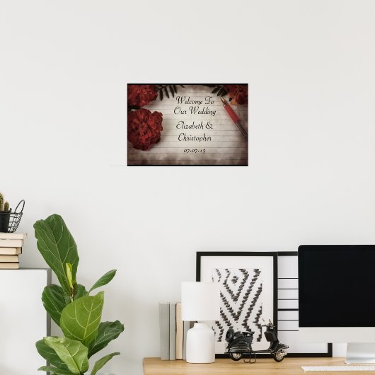 Herfst Bloemige Welkom Op Onze Bruiloft Poster (Thuiskantoor)