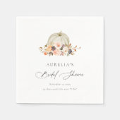 Herfst Bloemige Witte Pompoen Bruidsdiner Servet (Voorkant)