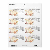 Herfst Bloemige Witte Pompoen Retouradres Etiket (Full Sheet)