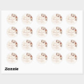 Herfst Bloemige Witte Strik Bruidsdouche Ronde Sticker (Vel)