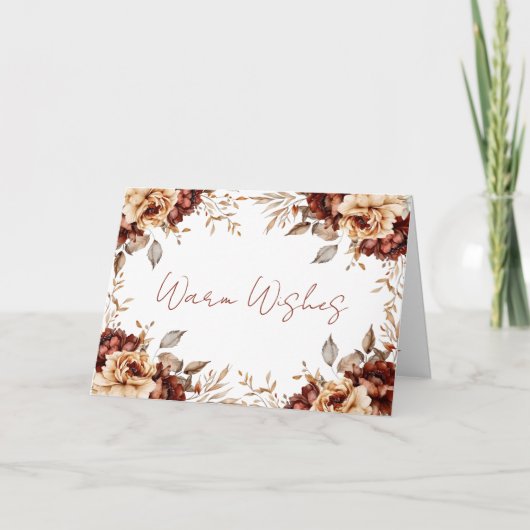 Herfst bloemkaart met warme wensen kaart (Voorkant)