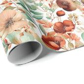 Herfst bloemmotief cadeaupapier (Rol Hoek)