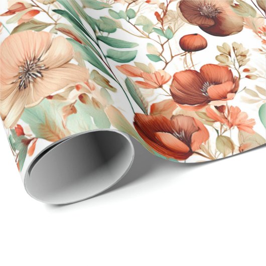 Herfst bloemmotief cadeaupapier (Rol Hoek)