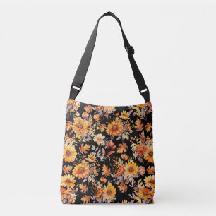 Herfst Bloempatroon B01 Zwart BG Crossbody Tas