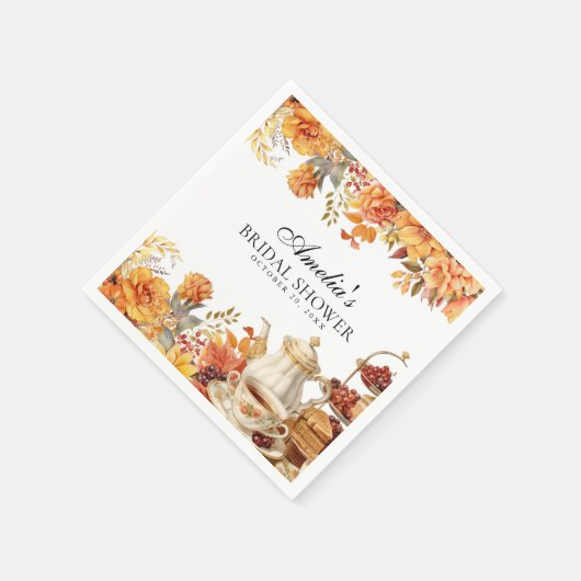 Herfst Bloemrijke Afternoon Tea Party Bruidsfeest Servet (Hoek)
