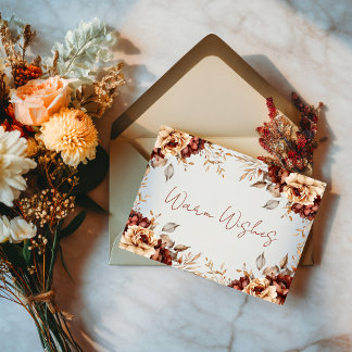 Herfst bloemrijke frame kaart met warme wensen