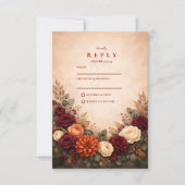 Herfst Bloemrijke Romantische Bruiloft RSVP Kaartje (Voorkant)