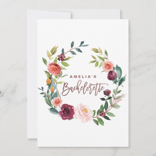 Herfst Bloemrijke Roze Gouden Licht Bachelorette F Kaart (Achterkant)