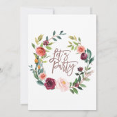 Herfst Bloemrijke Roze Gouden Licht Krans Laten we Kaart (Achterkant)