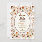 Herfst bloemrijke rustieke boho herfst bruiloft save the date (Voorkant)