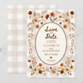 Herfst bloemrijke rustieke boho herfst bruiloft save the date (Voorkant / Achterkant)