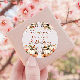 Herfst bloemrijke rustieke bruiloftsfeest favoriet ronde sticker