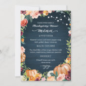 Herfst Bloemrijke Thanksgiving Diner Menu Kaart (Voorkant)