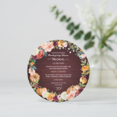 Herfst Bloemrijke Thanksgiving Dinner Cirkel Menu  Kaart (Staand voorkant)