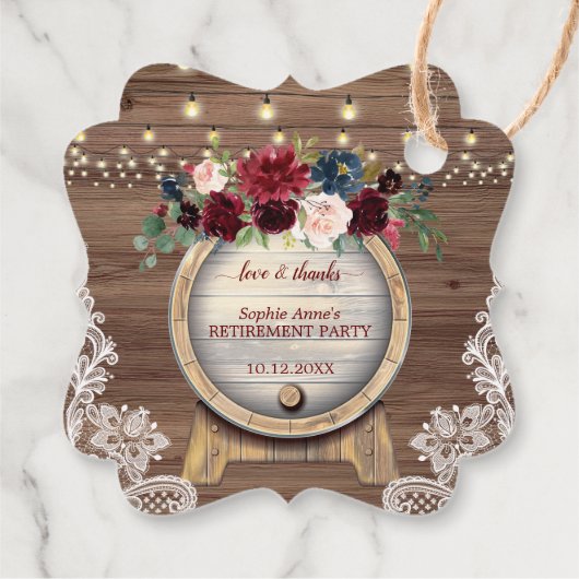 Herfst Bloemrijke Wijnvat Wijngaard Pensioenfeest Bedankjes Labels (Achterkant)