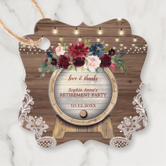 Herfst Bloemrijke Wijnvat Wijngaard Pensioenfeest Bedankjes Labels (Voorkant)