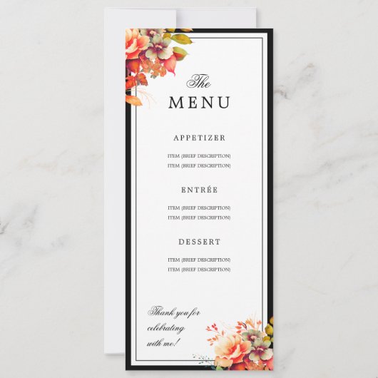 Herfst Bloemstuk 16e Verjaardag Programma Menu  (Achterkant)