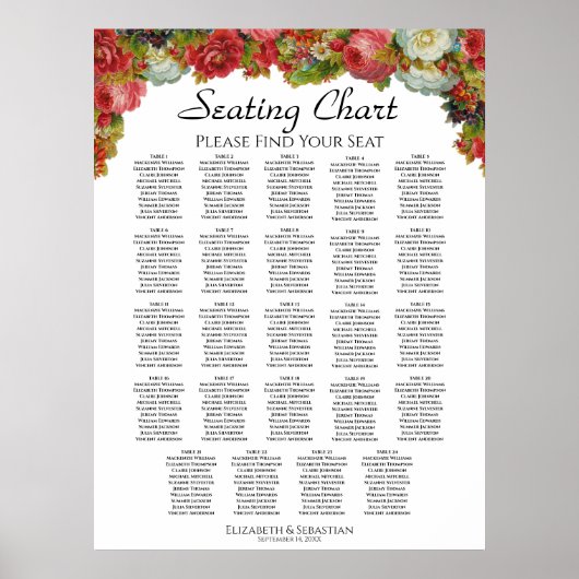 Herfst Bloemstuk 24 Tafel Trouw Stoelenindeling Poster (Voorkant)