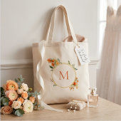 Herfst Bloemstuk Bruidsmeisje Monogram Tote Bag