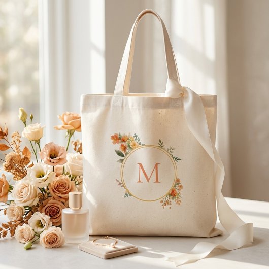 Herfst Bloemstuk Bruidsmeisje Monogram Tote Bag