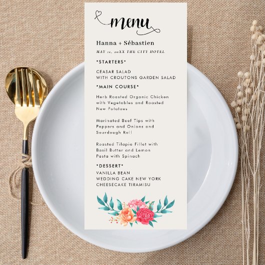 Herfst Bloemstuk Bruiloftsmenu Menu