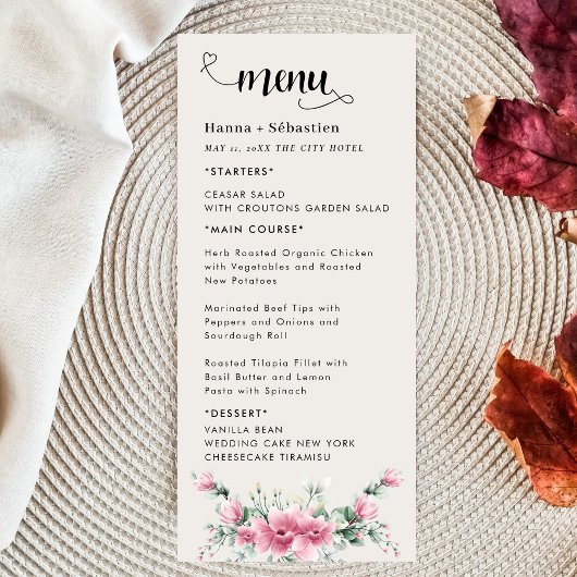 Herfst Bloemstuk Bruiloftsmenu Menu